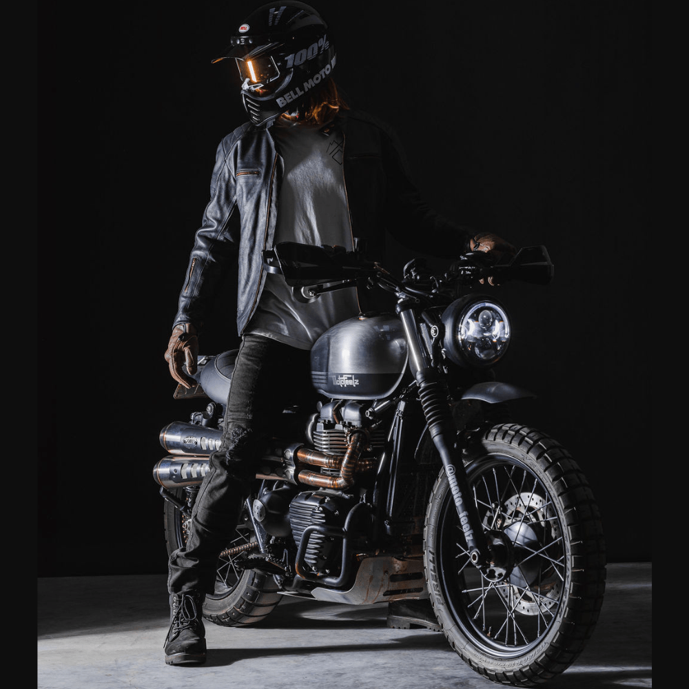 'ol Bobber' | Black Classic Leather Motorbike Jacket | Black Aniline Full Grain Leather