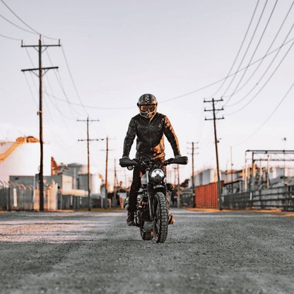 'ol Bobber' | Classic Leather Motorbike Jacket | Distressed Charcoal Brown Full Grain Leather