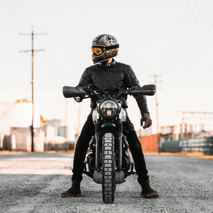 'ol Bobber' | Classic Leather Motorbike Jacket | Distressed Charcoal Brown Full Grain Leather