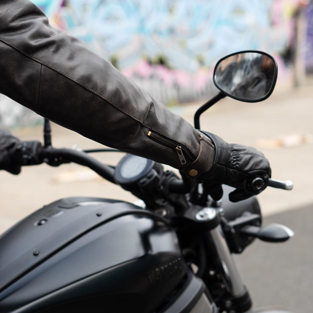 'ol Bobber' | Classic Leather Motorbike Jacket in Distressed Charcoal Brown