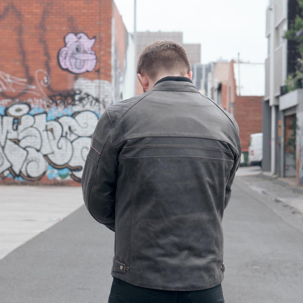 'ol Bobber' | Classic Leather Motorbike Jacket in Distressed Charcoal Brown