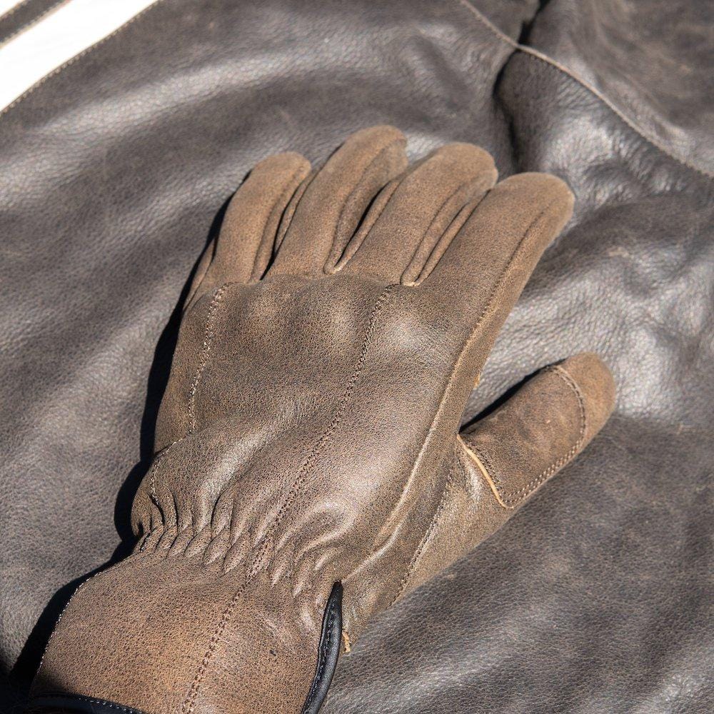 'The Original' Retro Motorbike Gloves Brown Distressed Leather