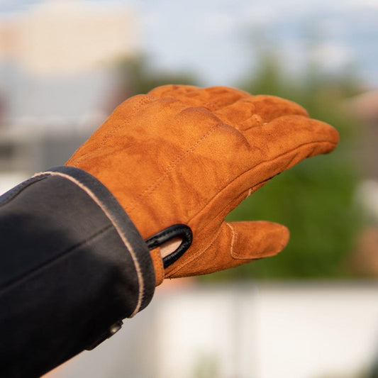 'Slugga's' | Short Cuff Motorbike Gloves | 'Tobacco' Suede Motorcycle Gloves