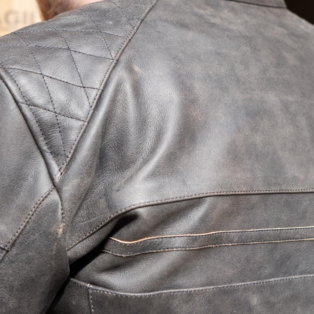 'ol Bobber' | Classic Leather Motorbike Jacket in Distressed Charcoal Brown