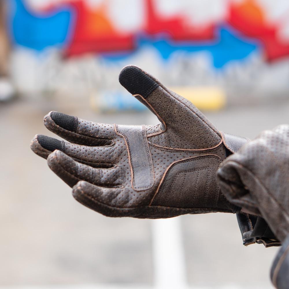 Thumpa's Short Cuff Brown Leather Motorbike Gloves