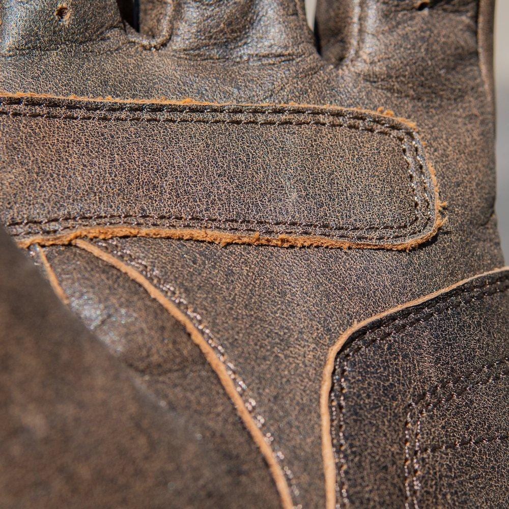 'The Original' Retro Motorbike Gloves Brown Distressed Leather